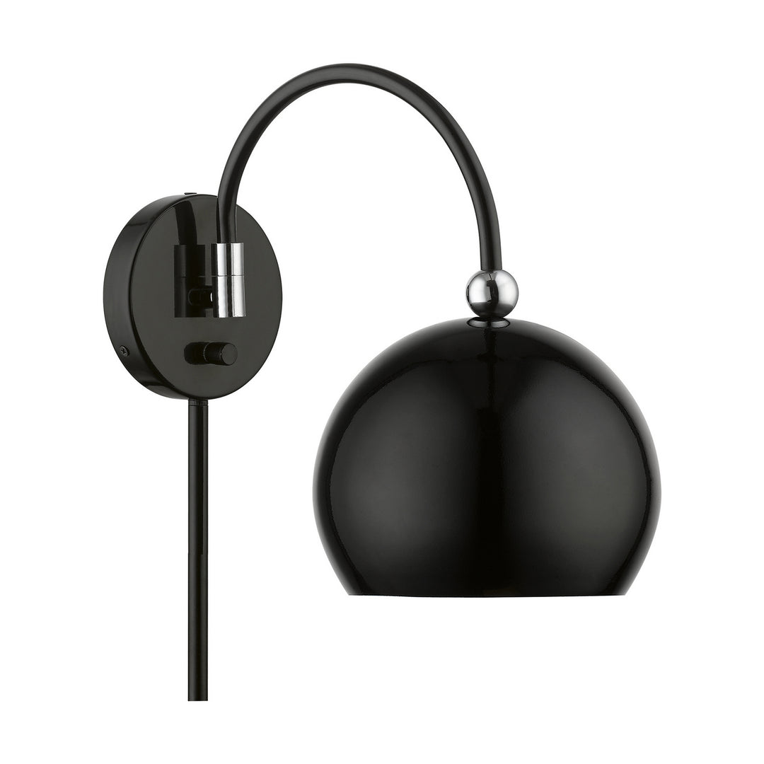 Livex Lighting 45489-68  Stockton Lamp Shiny Black W/Polished Chrome