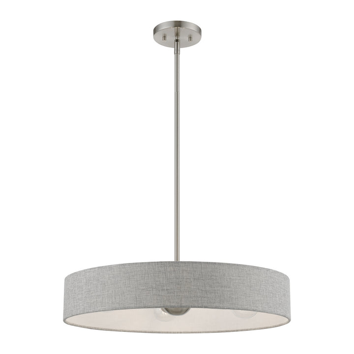 Livex Elmhurst 46144-91 Pendant Light - Brushed Nickel w/Shiny White