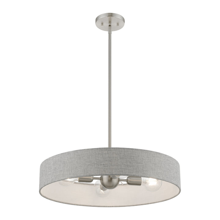 Livex Elmhurst 46144-91 Pendant Light - Brushed Nickel w/Shiny White