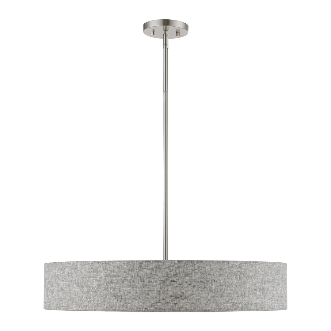 Livex Elmhurst 46145-91 Pendant Light - Brushed Nickel w/Shiny White