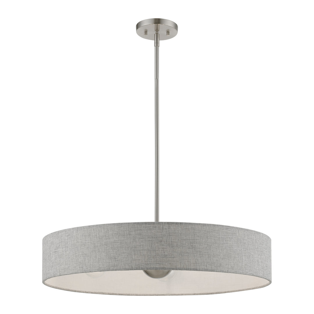 Livex Elmhurst 46145-91 Pendant Light - Brushed Nickel w/Shiny White