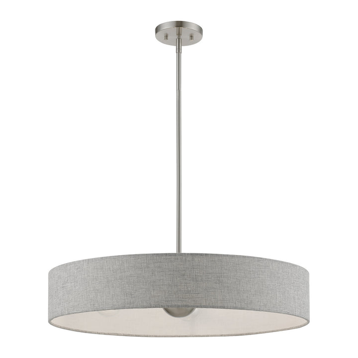 Livex Elmhurst 46145-91 Pendant Light - Brushed Nickel w/Shiny White