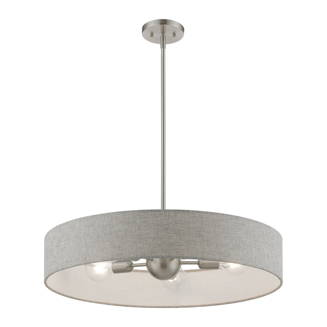 Livex Elmhurst 46145-91 Pendant Light - Brushed Nickel w/Shiny White