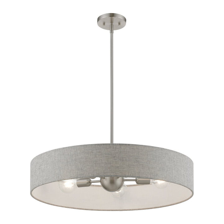 Livex Elmhurst 46145-91 Pendant Light - Brushed Nickel w/Shiny White
