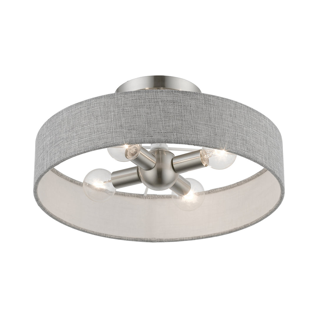 Livex Elmhurst 46147-91 Ceiling Light - Brushed Nickel w/Shiny White