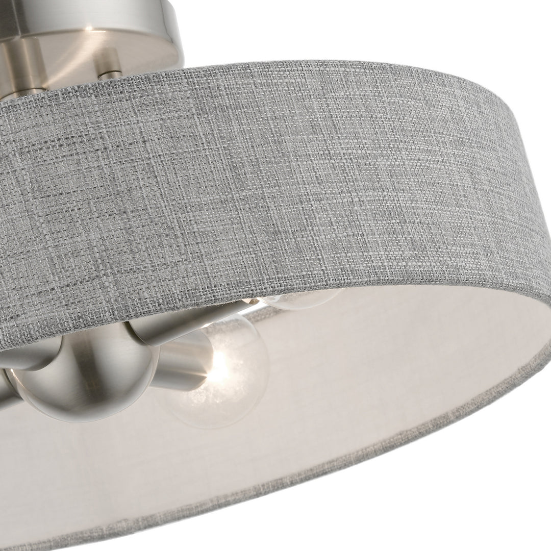 Livex Elmhurst 46147-91 Ceiling Light - Brushed Nickel w/Shiny White