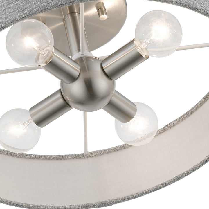 Livex Elmhurst 46147-91 Ceiling Light - Brushed Nickel w/Shiny White