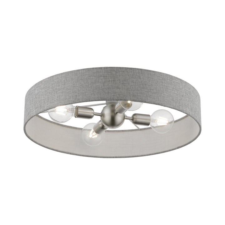 Livex Elmhurst 46148-91 Ceiling Light - Brushed Nickel w/Shiny White