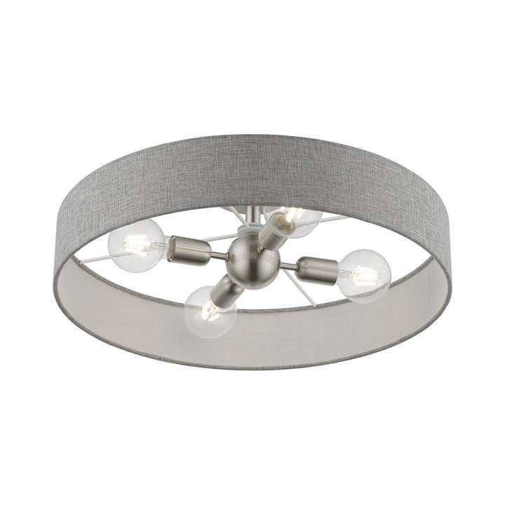 Livex Elmhurst 46148-91 Ceiling Light - Brushed Nickel w/Shiny White