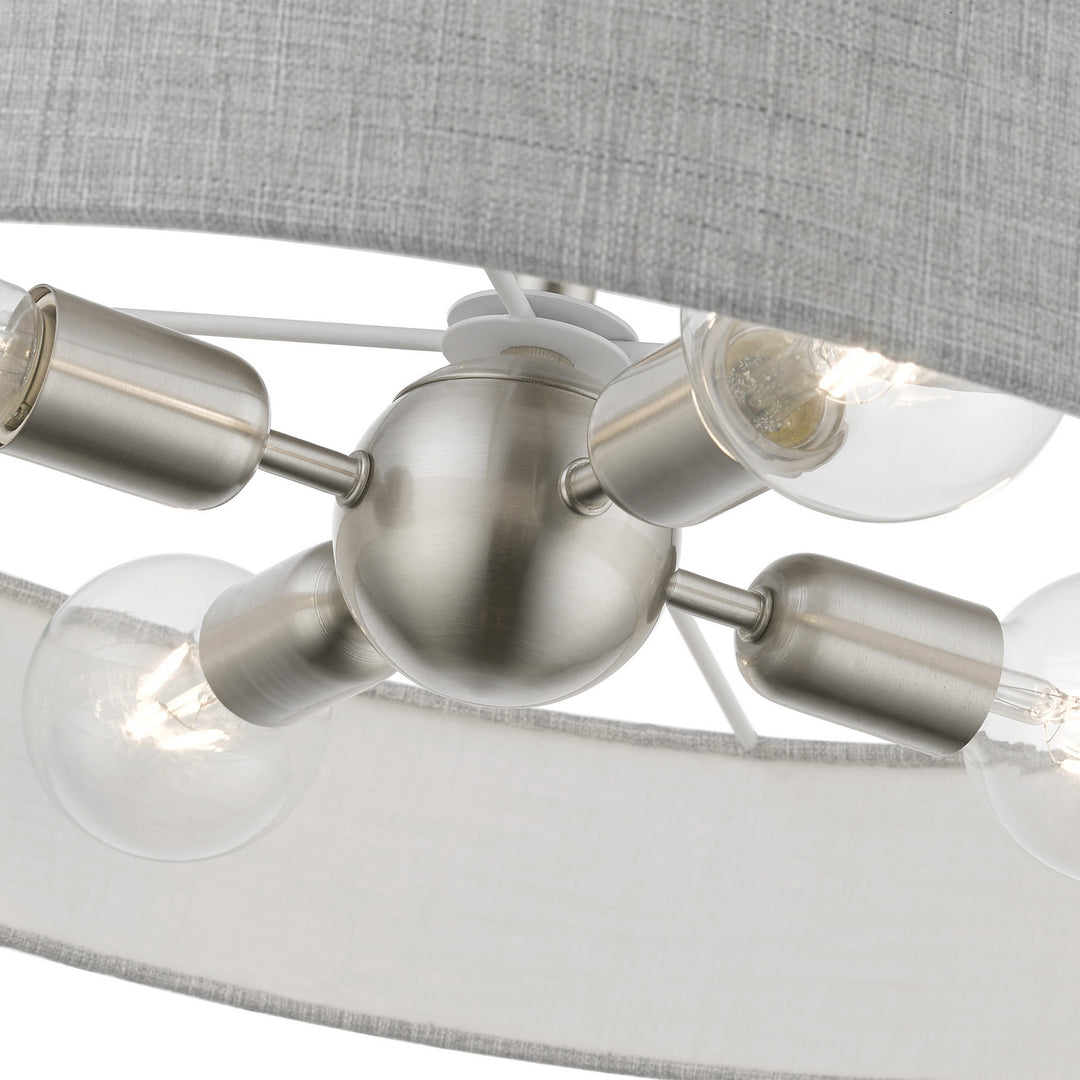 Livex Elmhurst 46148-91 Ceiling Light - Brushed Nickel w/Shiny White