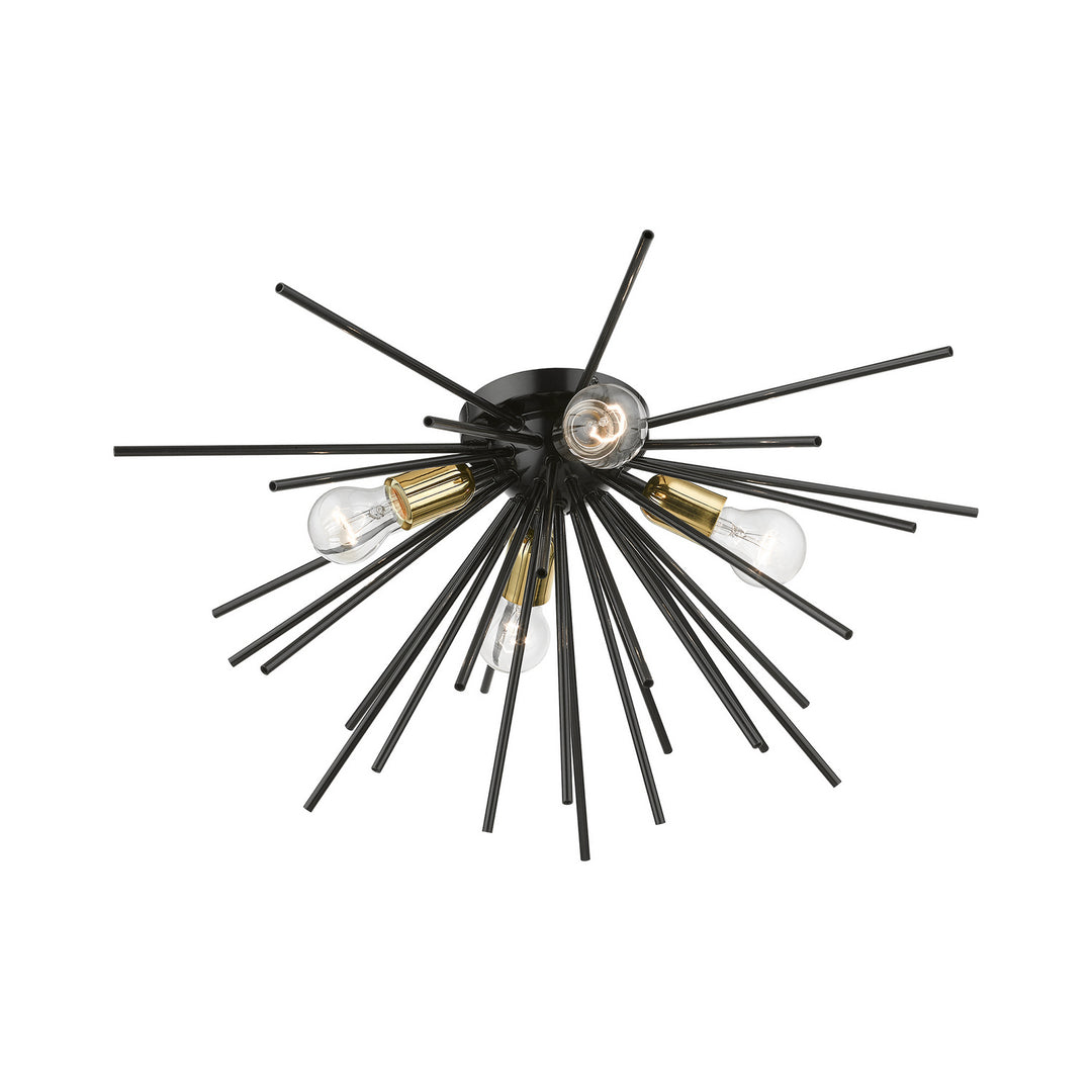 Livex Tribeca 46170-68 Ceiling Light - Shiny Black w/Polished Brass