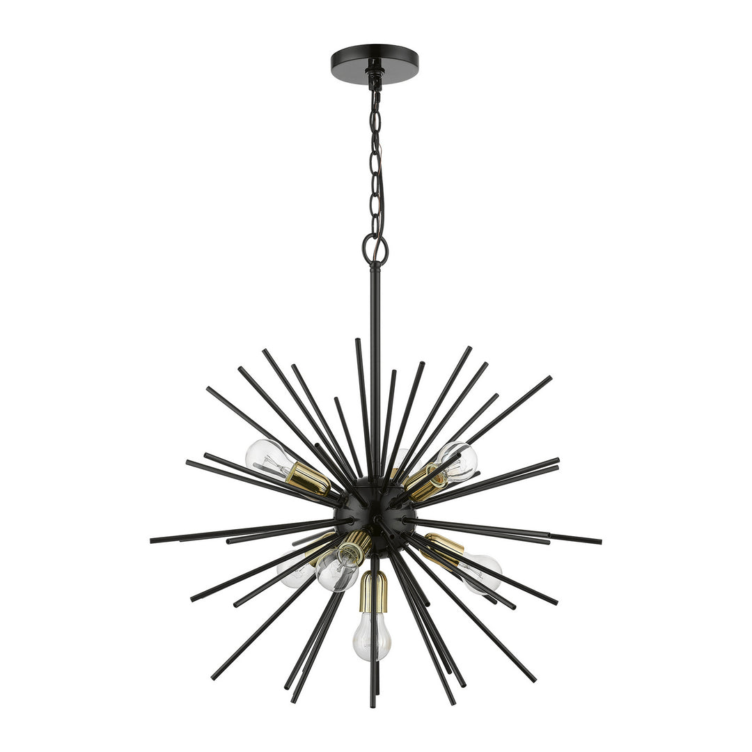 Livex Tribeca 46175-68 Chandelier Light - Shiny Black w/Polished Brass