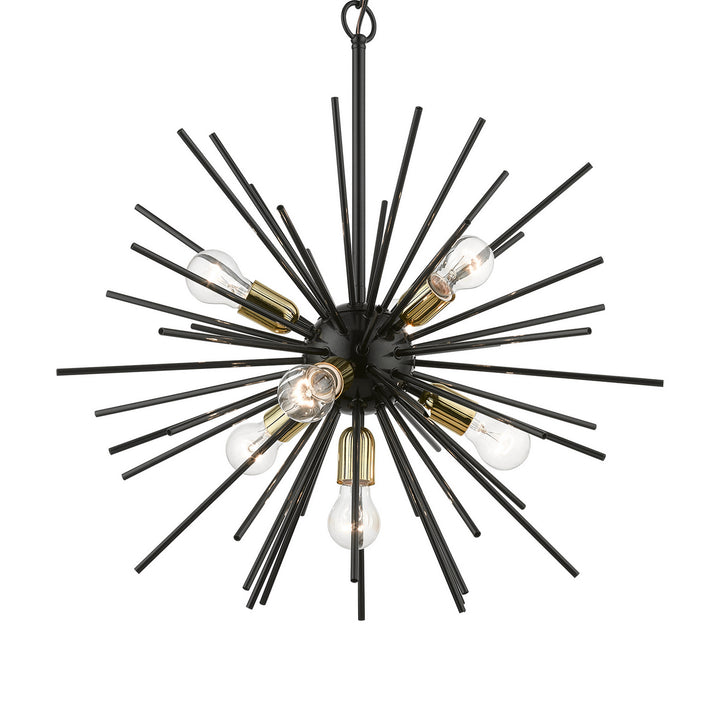 Livex Tribeca 46175-68 Chandelier Light - Shiny Black w/Polished Brass