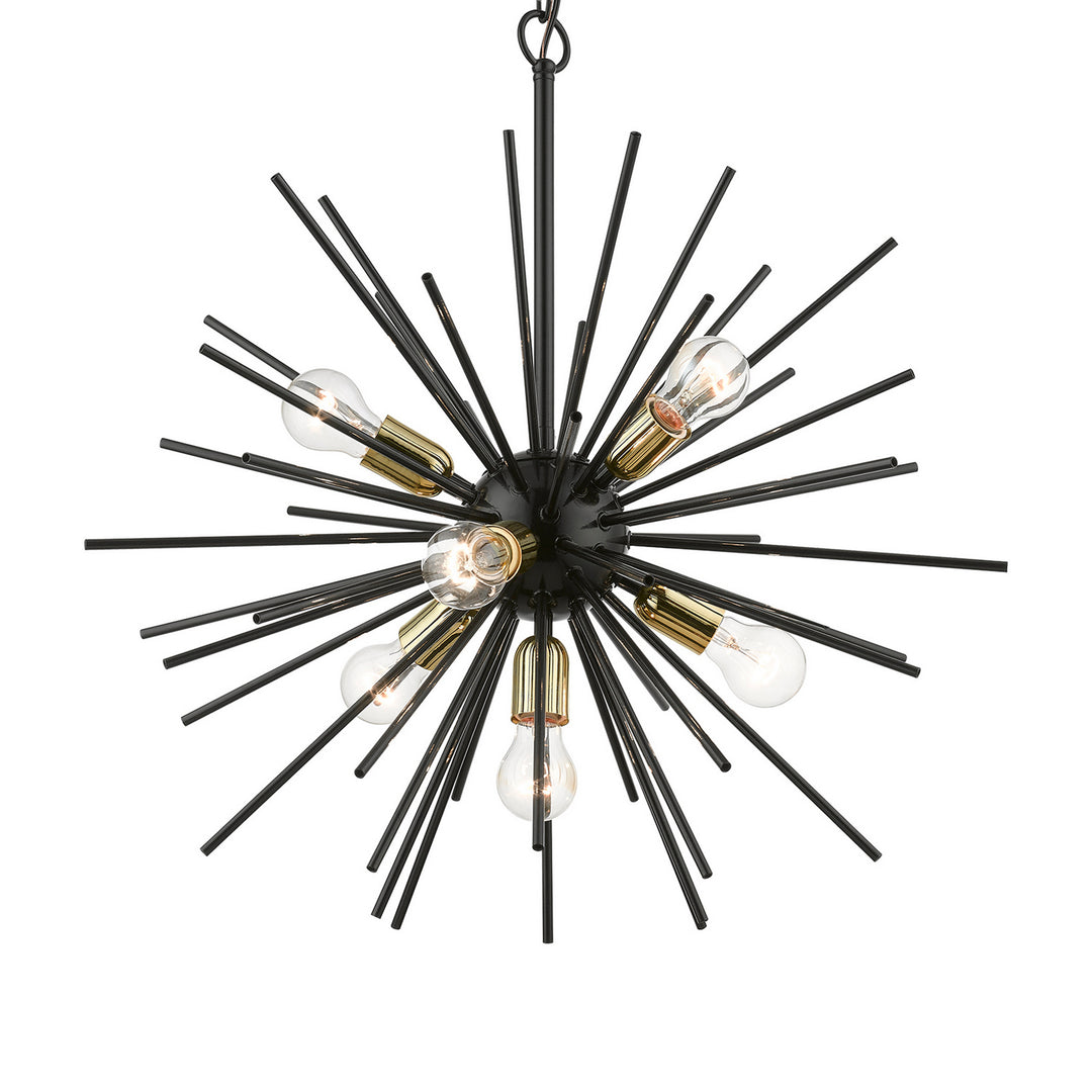 Livex Tribeca 46175-68 Chandelier Light - Shiny Black w/Polished Brass