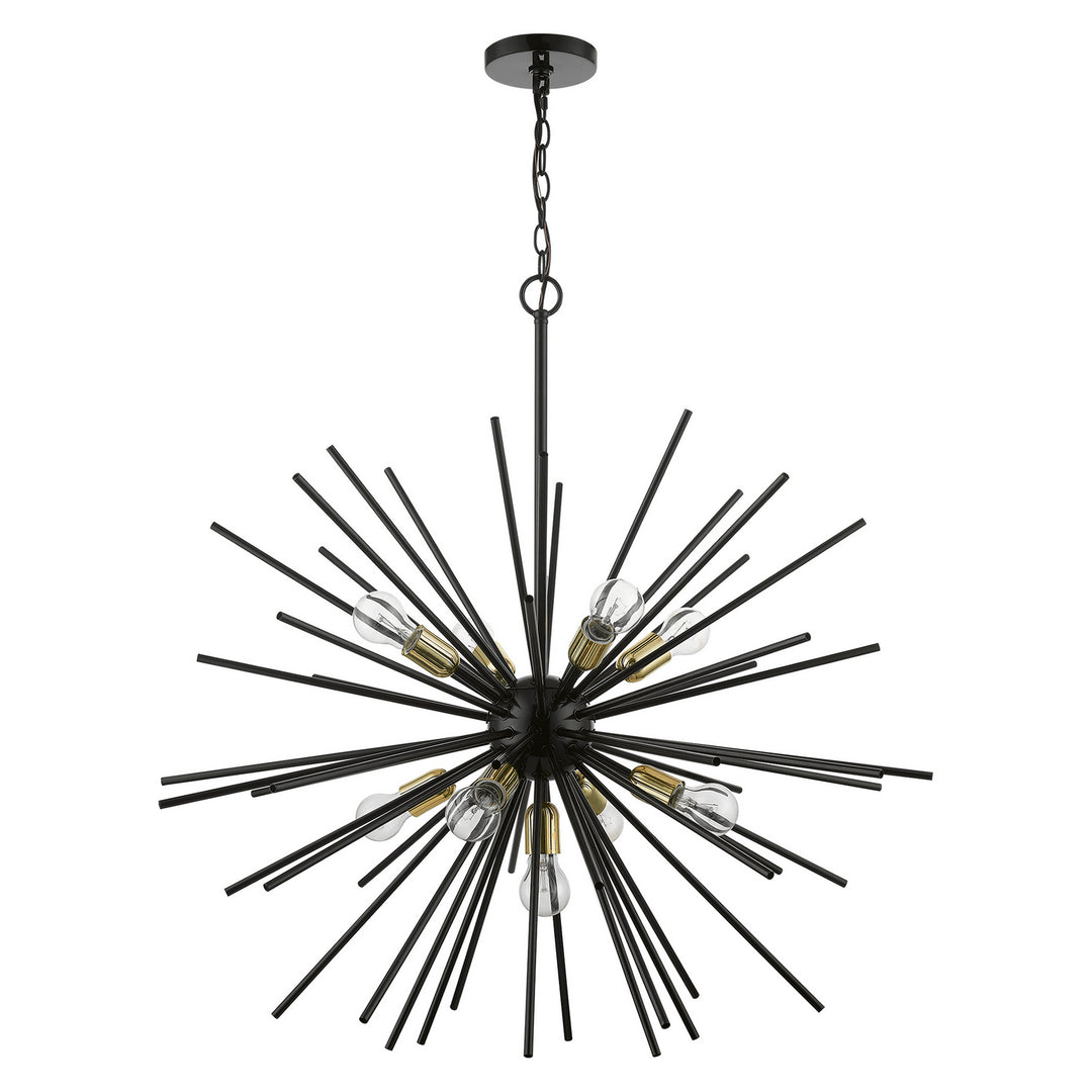 Livex Tribeca 46176-68 Chandelier Light - Shiny Black w/Polished Brass