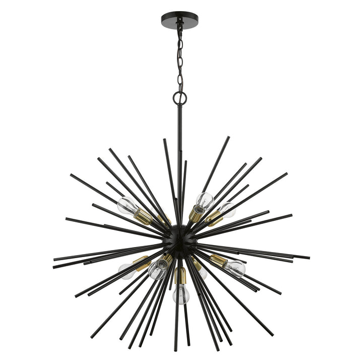 Livex Tribeca 46176-68 Chandelier Light - Shiny Black w/Polished Brass