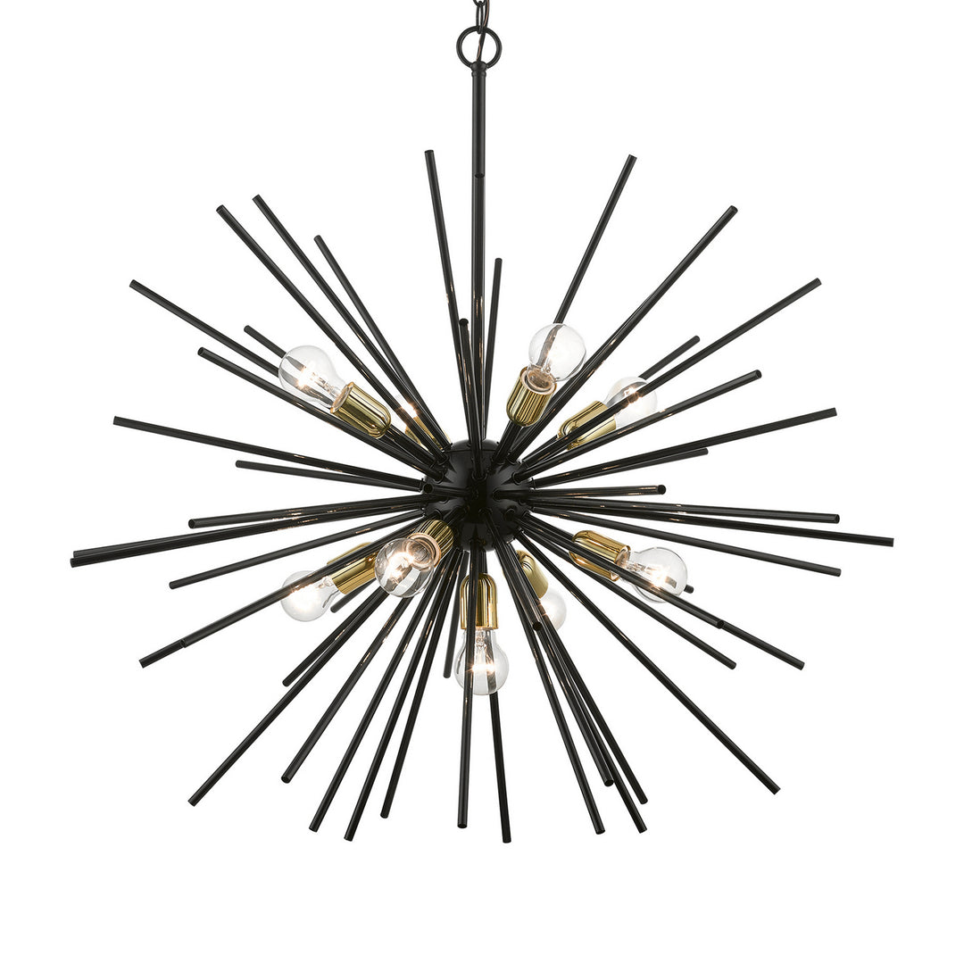 Livex Tribeca 46176-68 Chandelier Light - Shiny Black w/Polished Brass