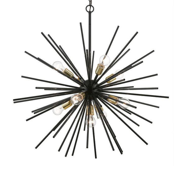 Livex Tribeca 46176-68 Chandelier Light - Shiny Black w/Polished Brass