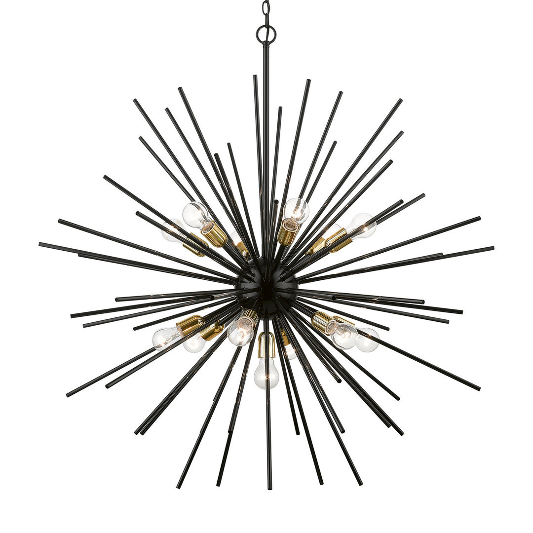 Livex Tribeca 46177-68 Chandelier Light - Shiny Black w/Polished Brass