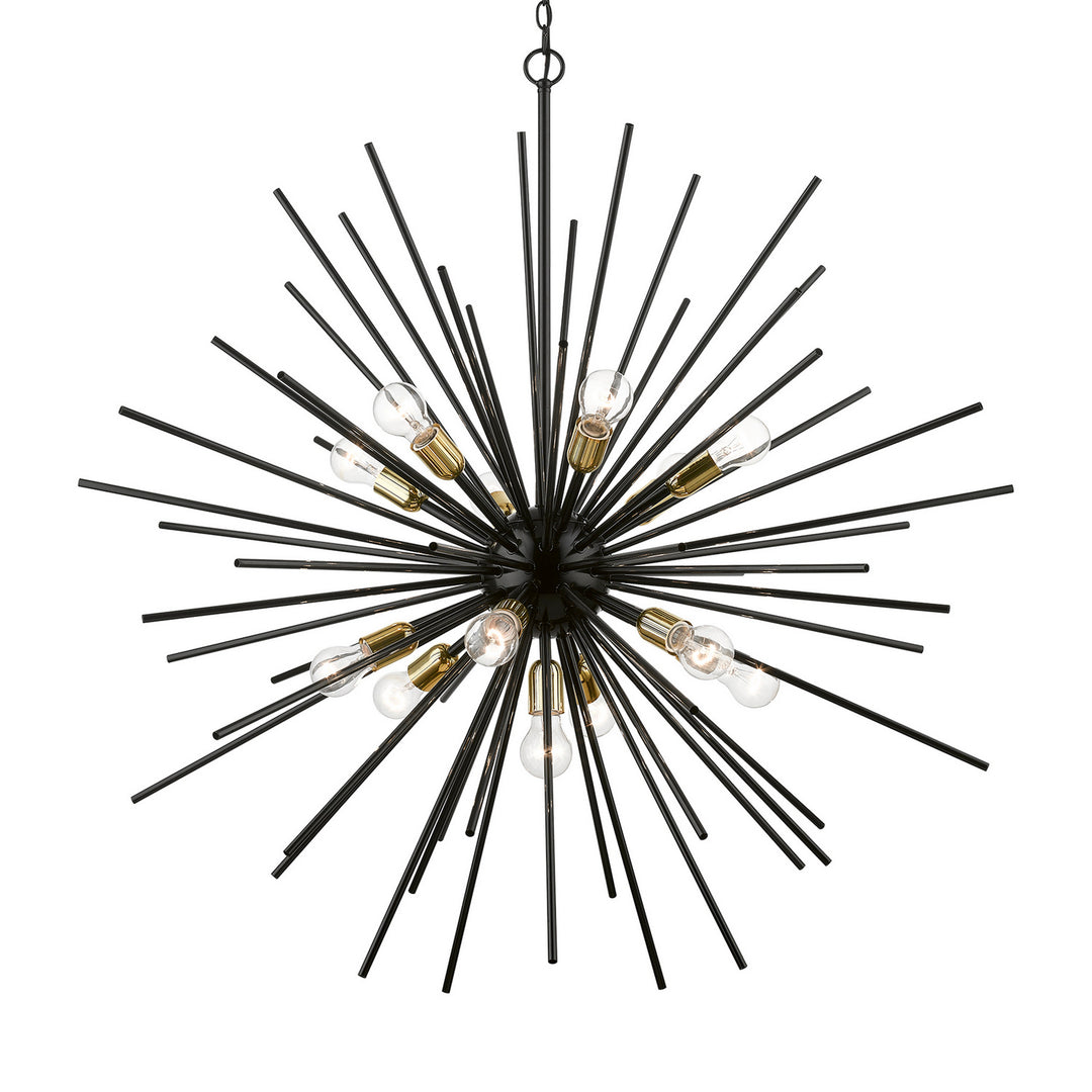 Livex Tribeca 46177-68 Chandelier Light - Shiny Black w/Polished Brass