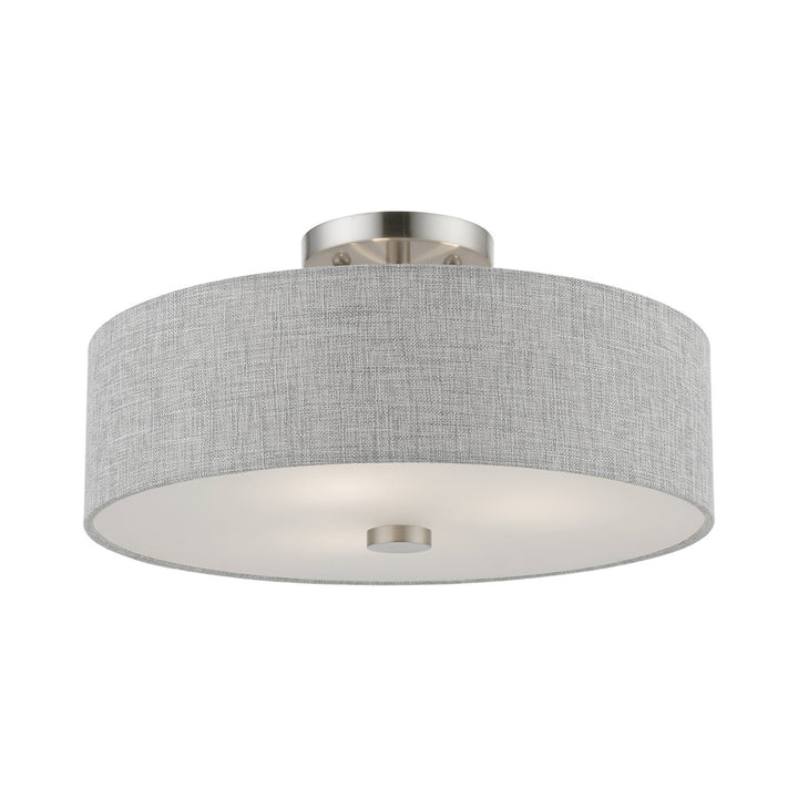 Livex Dakota 46743-91 Ceiling Light - Brushed Nickel w/Shiny White