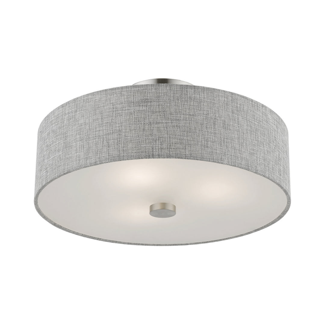 Livex Dakota 46743-91 Ceiling Light - Brushed Nickel w/Shiny White