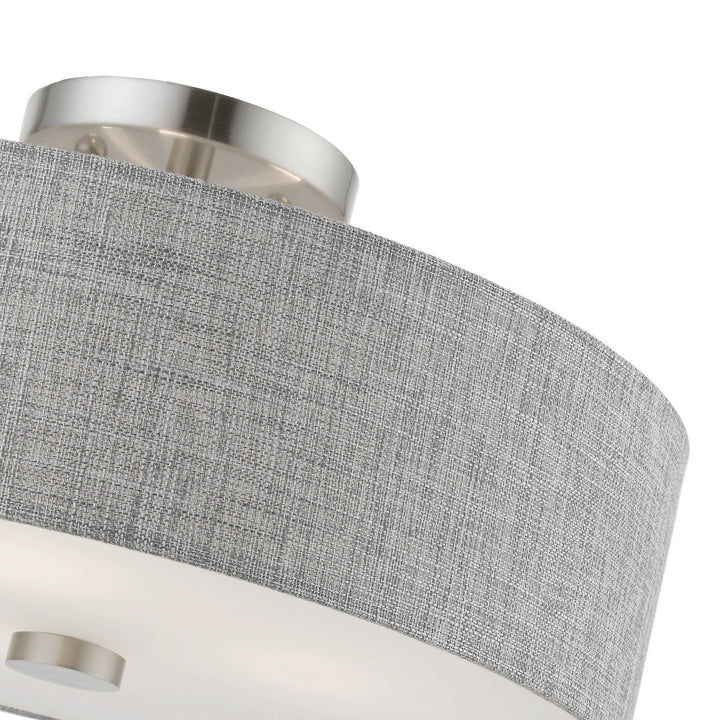 Livex Dakota 46743-91 Ceiling Light - Brushed Nickel w/Shiny White