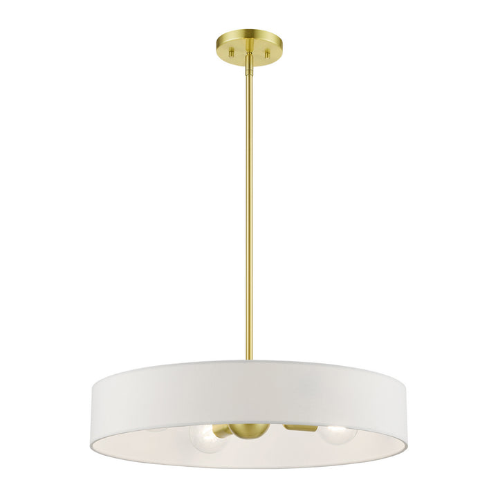 Livex Venlo 46924-12 Pendant Light - Satin Brass w/Shiny White