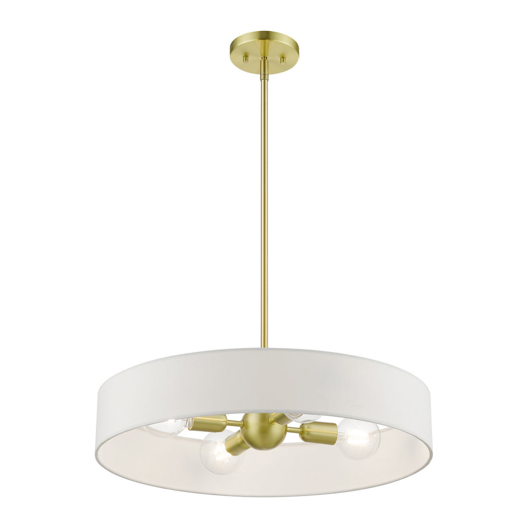 Livex Venlo 46924-12 Pendant Light - Satin Brass w/Shiny White