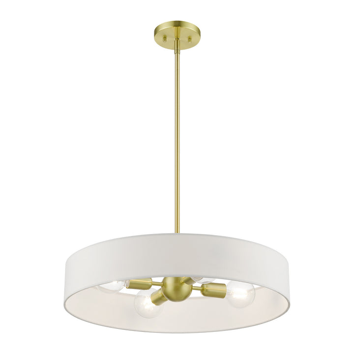 Livex Venlo 46924-12 Pendant Light - Satin Brass w/Shiny White