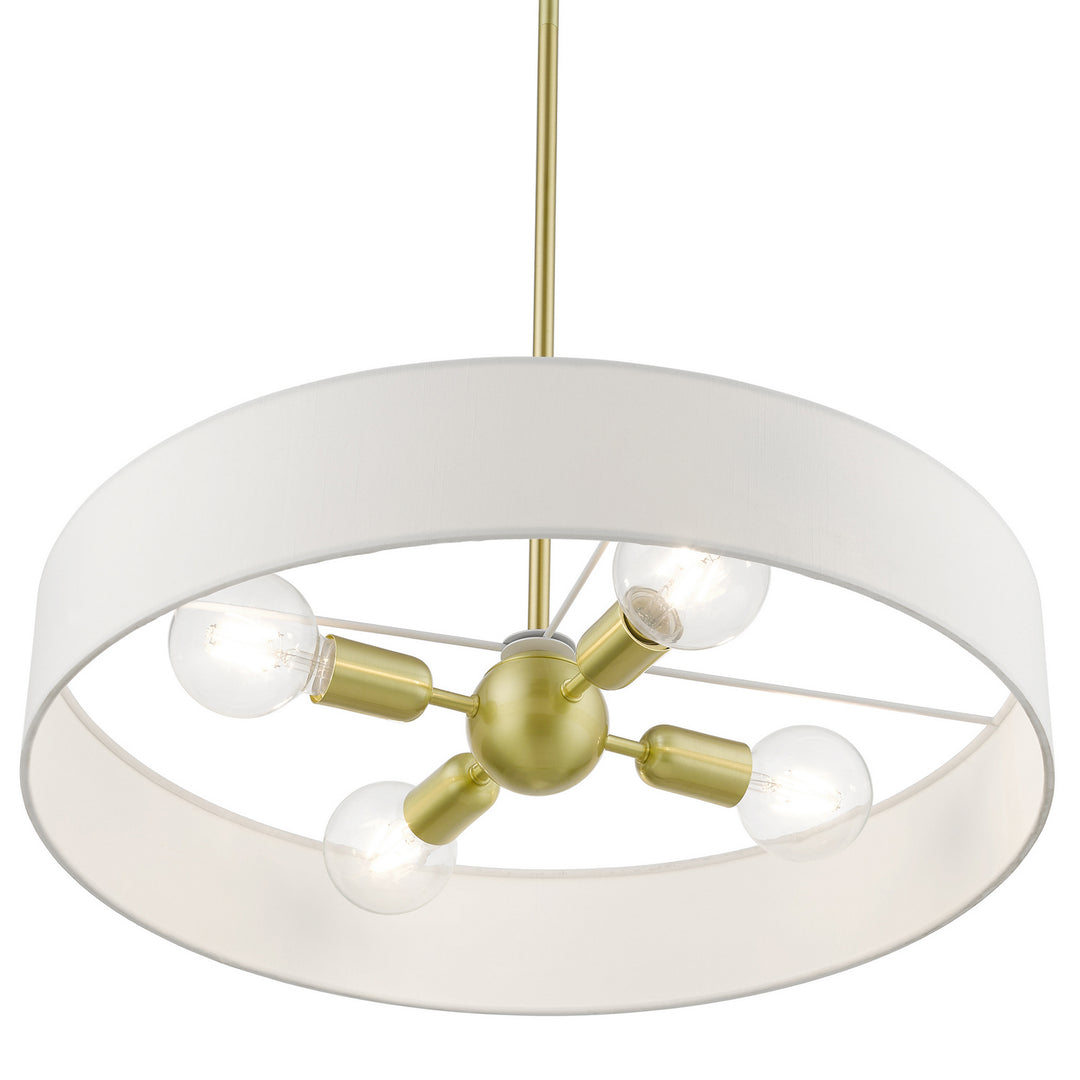 Livex Venlo 46924-12 Pendant Light - Satin Brass w/Shiny White