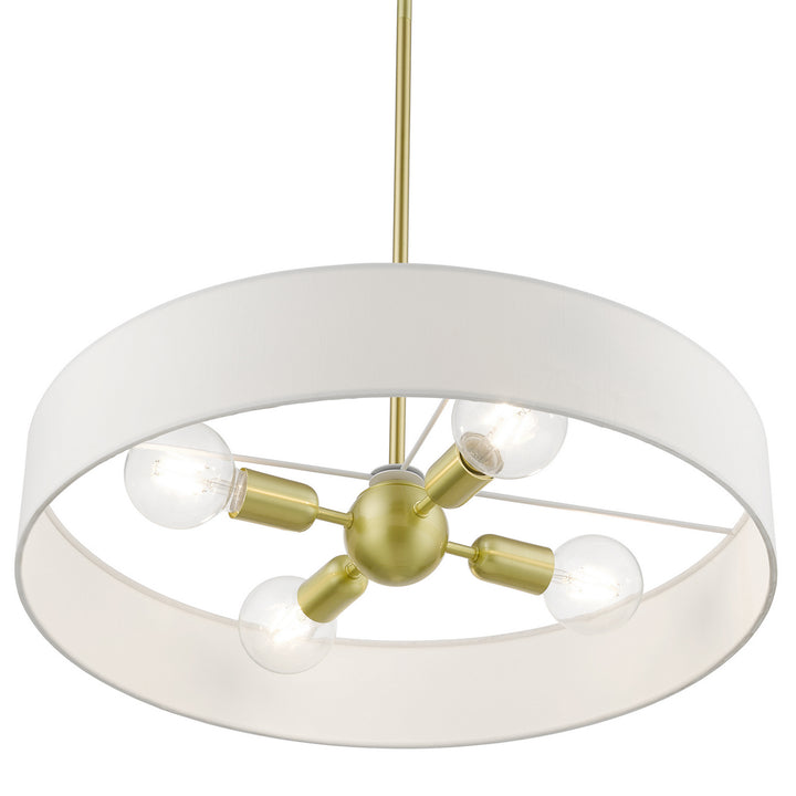 Livex Venlo 46924-12 Pendant Light - Satin Brass w/Shiny White