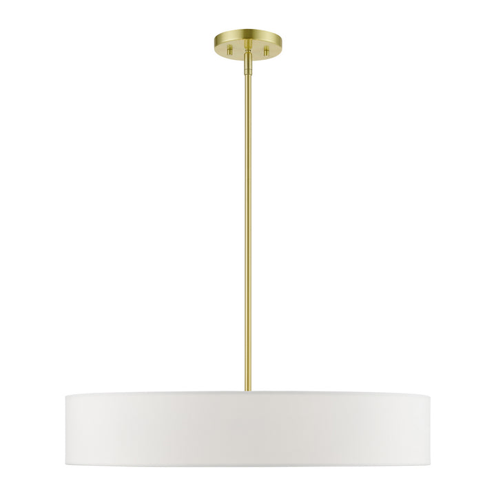 Livex Venlo 46925-12 Pendant Light - Satin Brass w/Shiny White
