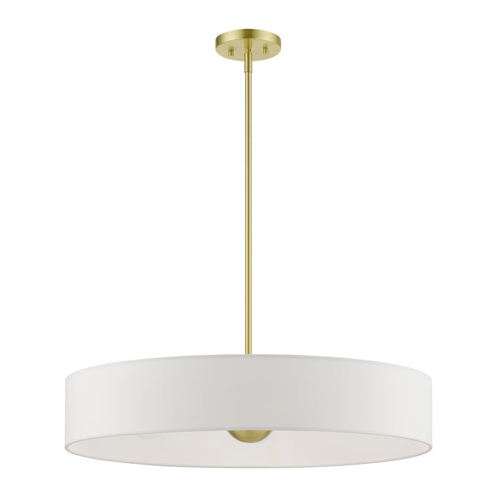 Livex Venlo 46925-12 Pendant Light - Satin Brass w/Shiny White