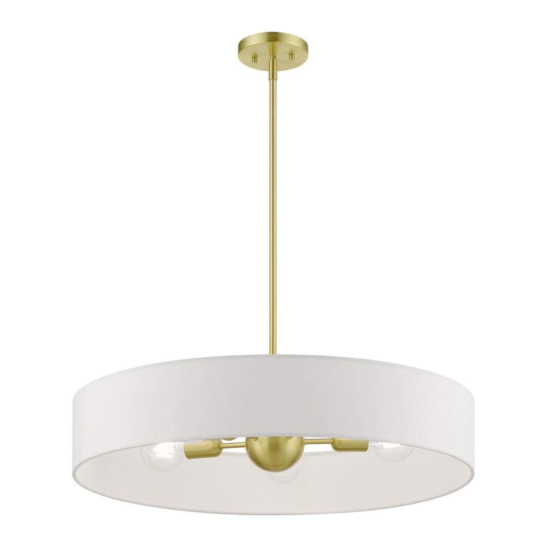 Livex Venlo 46925-12 Pendant Light - Satin Brass w/Shiny White