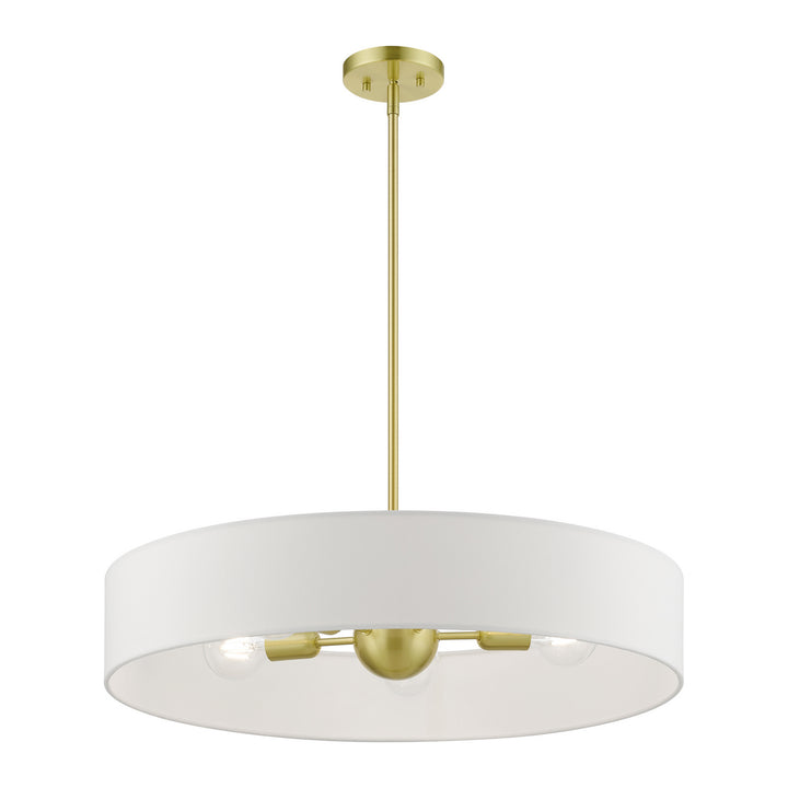 Livex Venlo 46925-12 Pendant Light - Satin Brass w/Shiny White