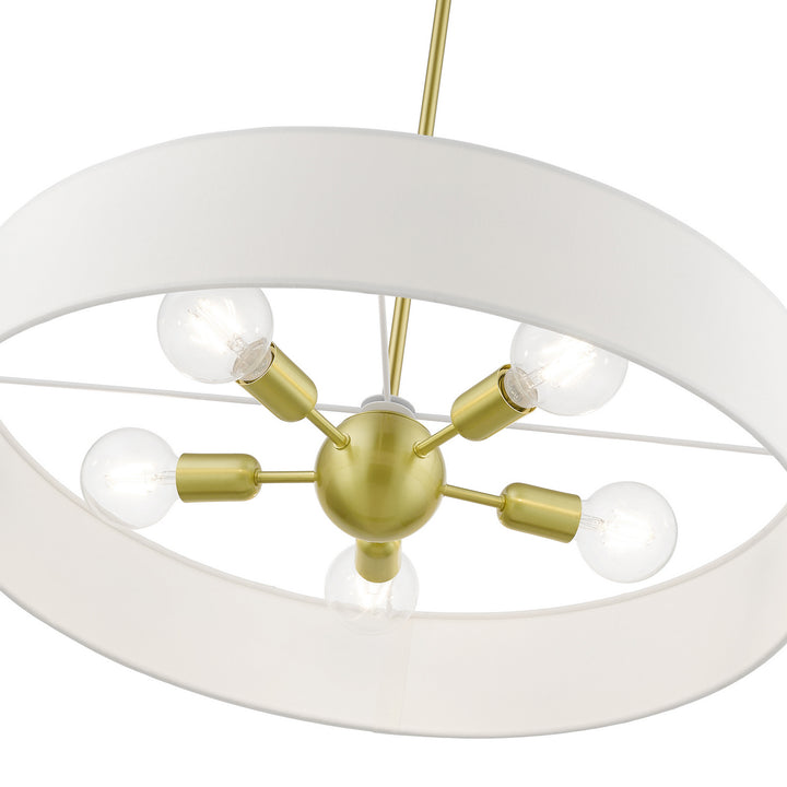 Livex Venlo 46925-12 Pendant Light - Satin Brass w/Shiny White