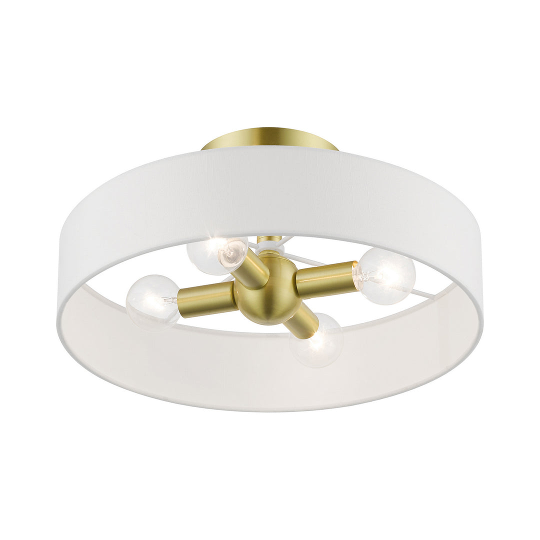 Livex Venlo 46927-12 Ceiling Light - Satin Brass w/Shiny White