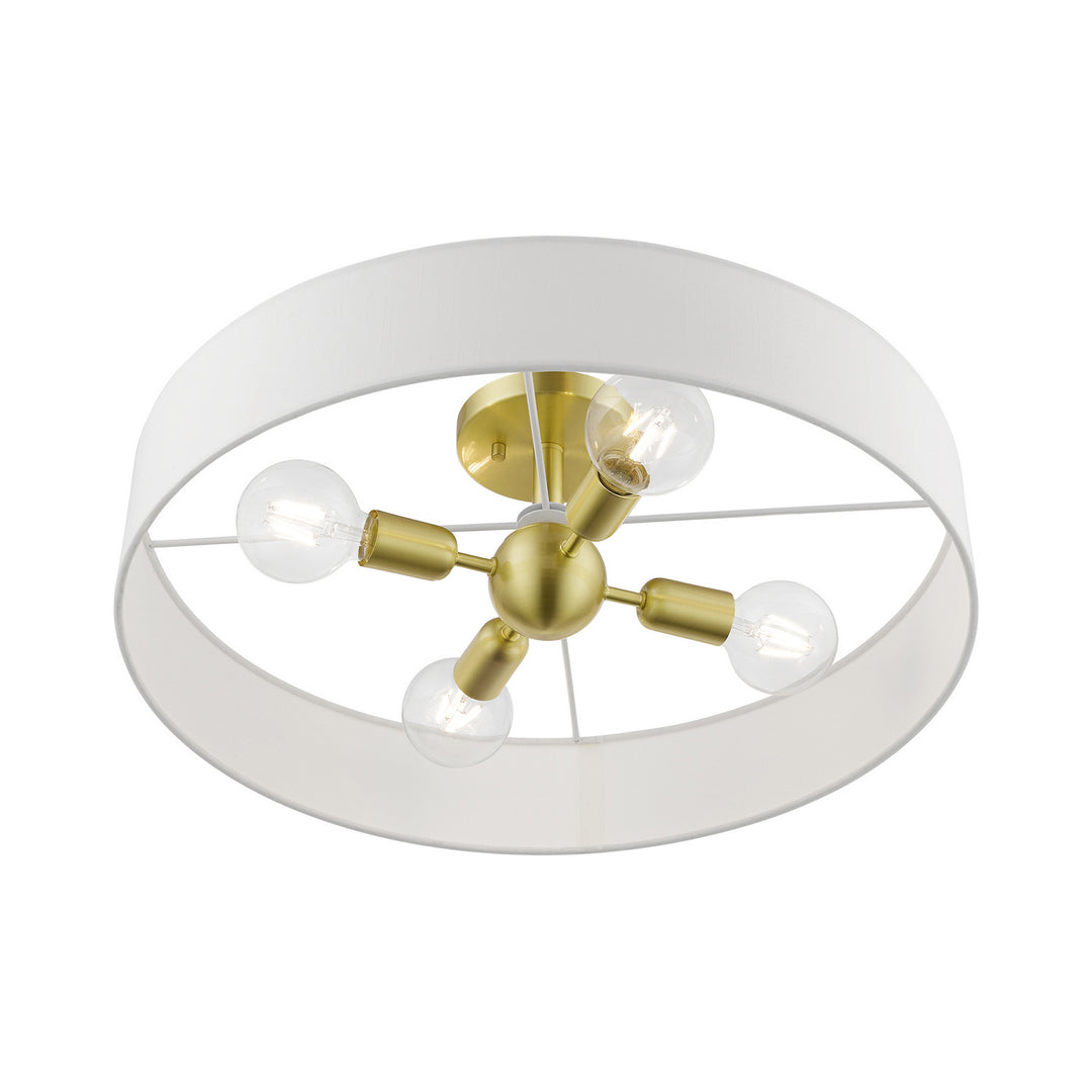 Livex Venlo 46928-12 Ceiling Light - Satin Brass w/Shiny White