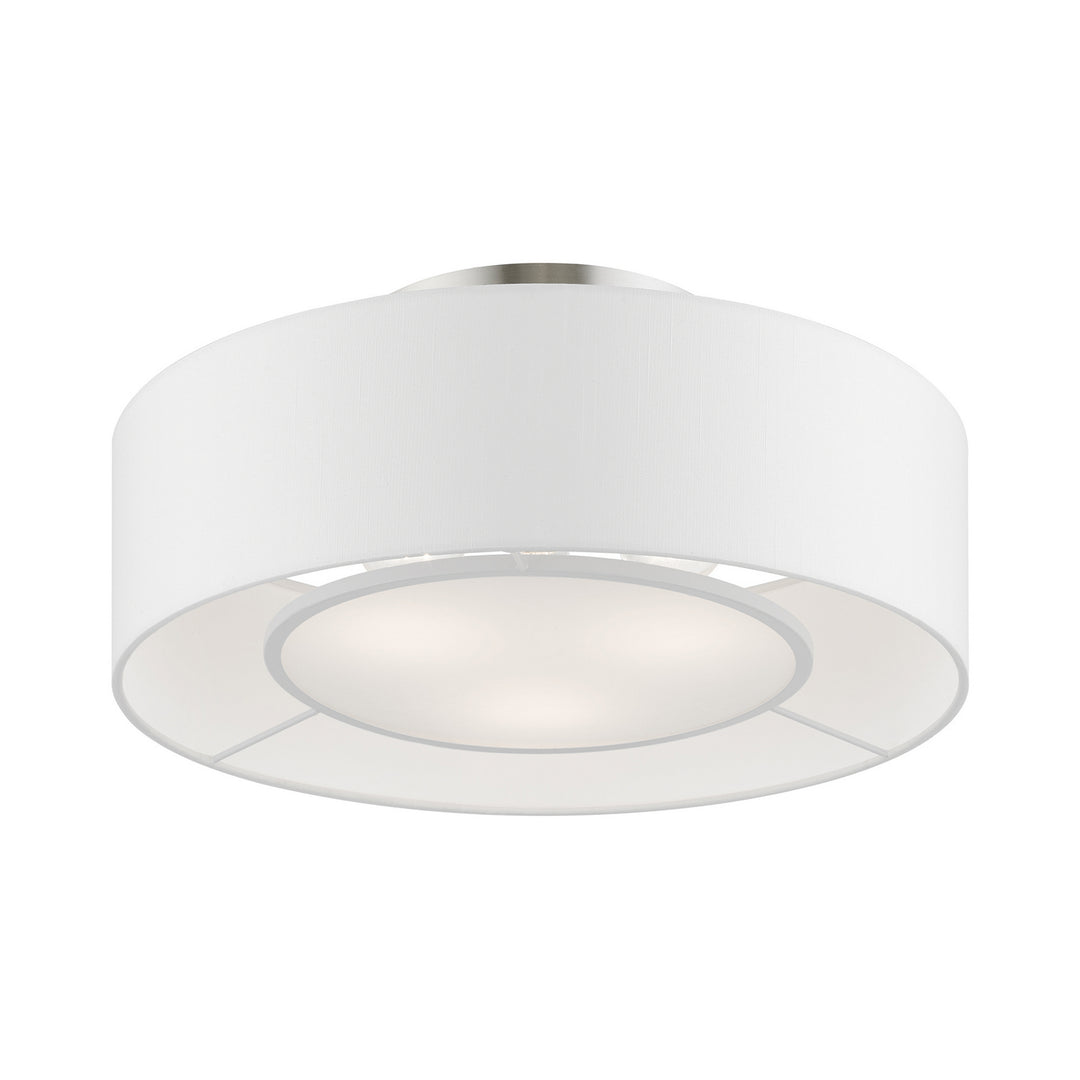 Livex Gilmore 47173-91 Ceiling Light - Brushed Nickel w/Shiny White