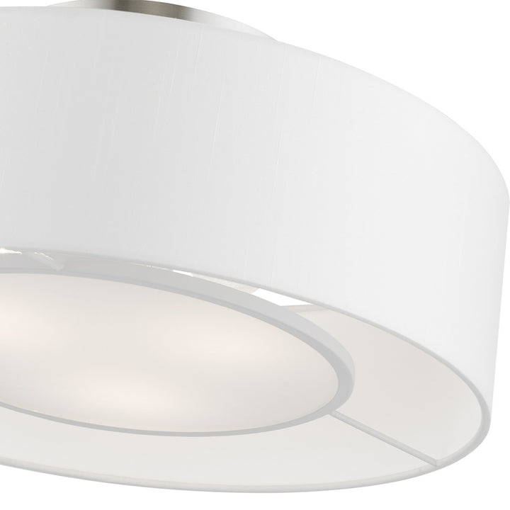 Livex Gilmore 47173-91 Ceiling Light - Brushed Nickel w/Shiny White