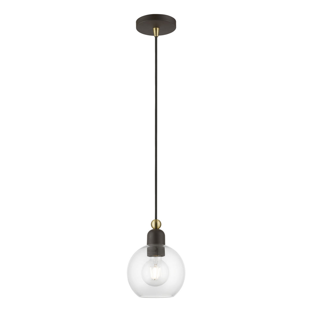 Livex Downtown 48971-07 Pendant Light - Bronze w/Antique Brass