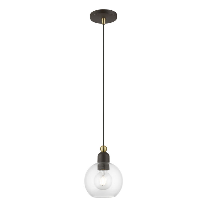 Livex Downtown 48971-07 Pendant Light - Bronze w/Antique Brass