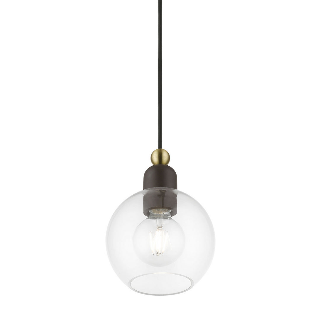 Livex Downtown 48971-07 Pendant Light - Bronze w/Antique Brass