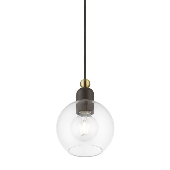 Livex Downtown 48971-07 Pendant Light - Bronze w/Antique Brass