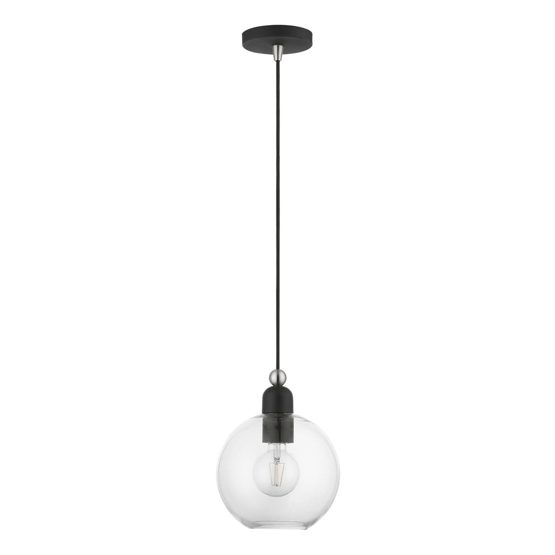 Livex Downtown 48972-04 Pendant Light - Black w/Brushed Nickel