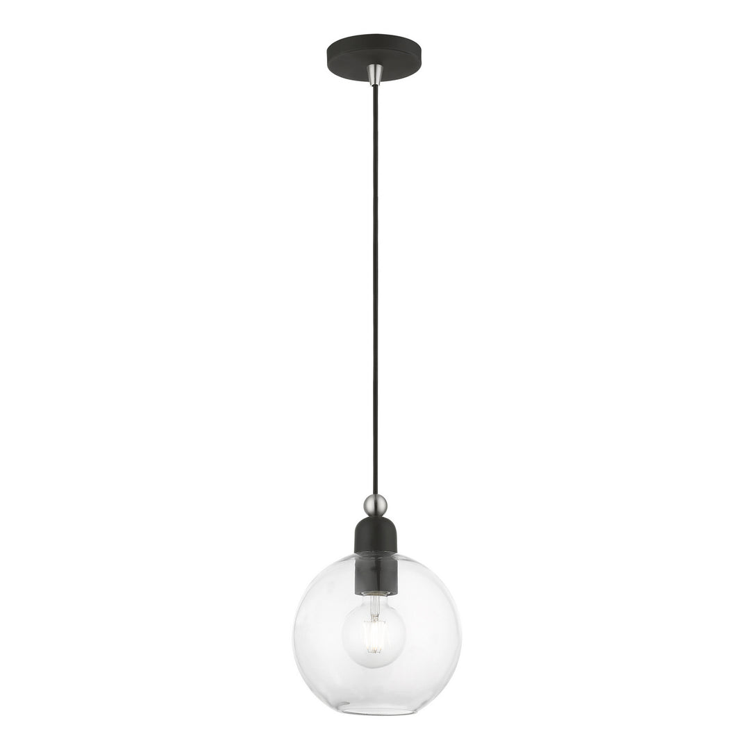 Livex Downtown 48972-04 Pendant Light - Black w/Brushed Nickel