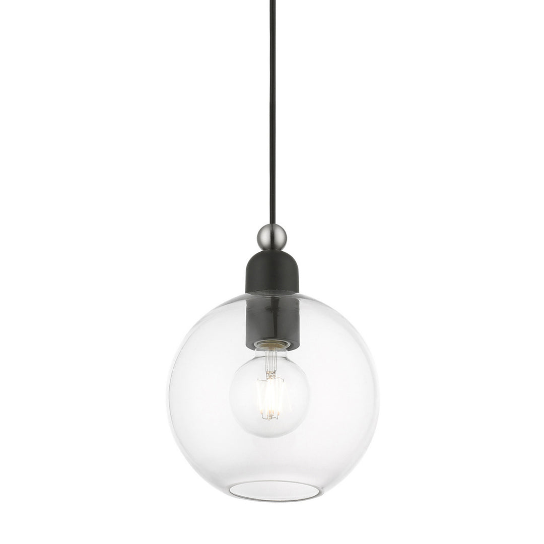 Livex Downtown 48972-04 Pendant Light - Black w/Brushed Nickel