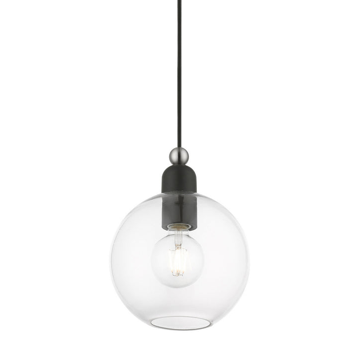 Livex Downtown 48972-04 Pendant Light - Black w/Brushed Nickel