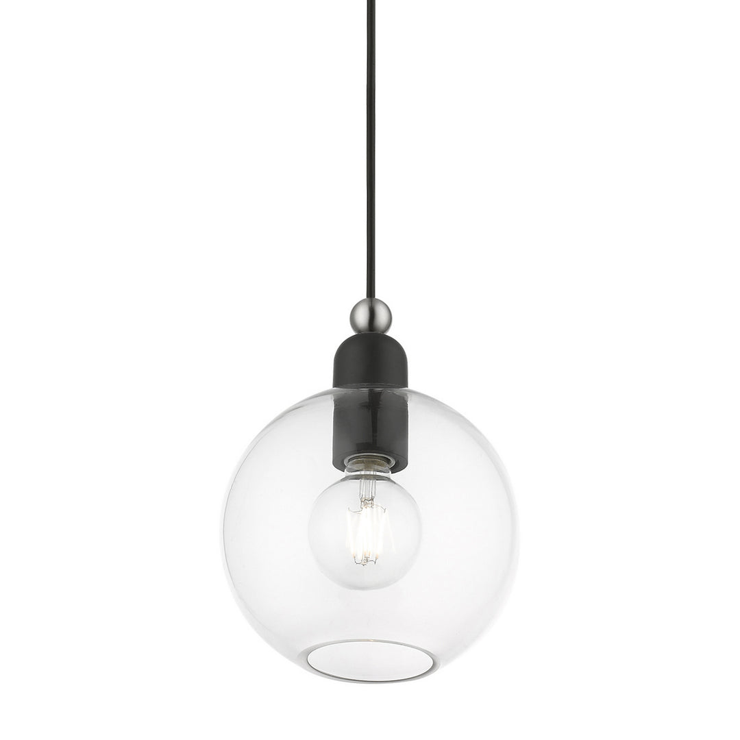 Livex Downtown 48972-04 Pendant Light - Black w/Brushed Nickel